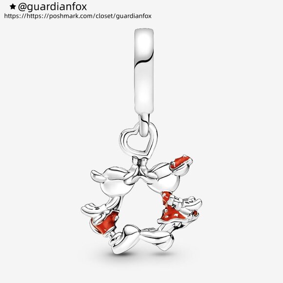 Pandora Disney Mickey Mouse & Minnie Mouse Kissing Dangle Charm - Picture 2 of 6